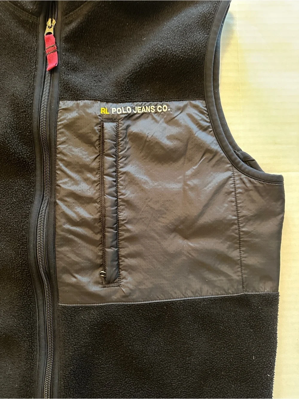 RL Polo Jeans Co Utility Fleece Vest Y2K Gorpcore Outdoor Black Small Vintage